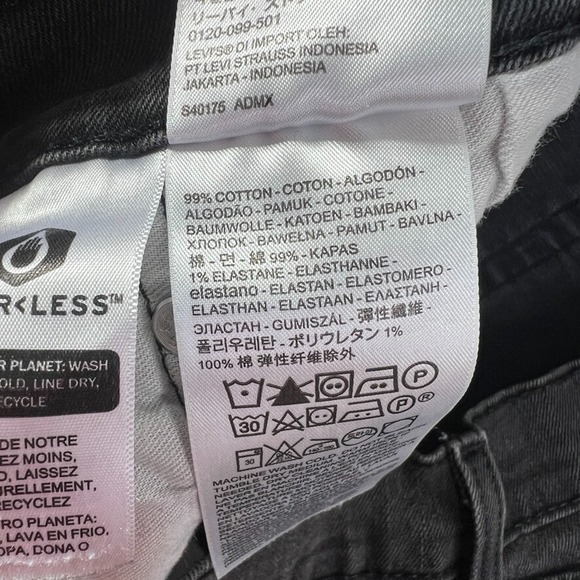 Levis 510 Jeans 33x32 (Act 31x30) Black Slim Fit Skinny Tapered Grunge Hip Hop - Picture 13 of 15